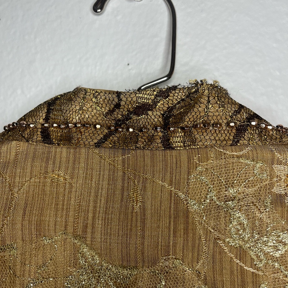 Sandy Starkman Gold Embroidered Jacket Blazer w/ Fish & Sea Turtle Design Size M - Picture 3 of 9